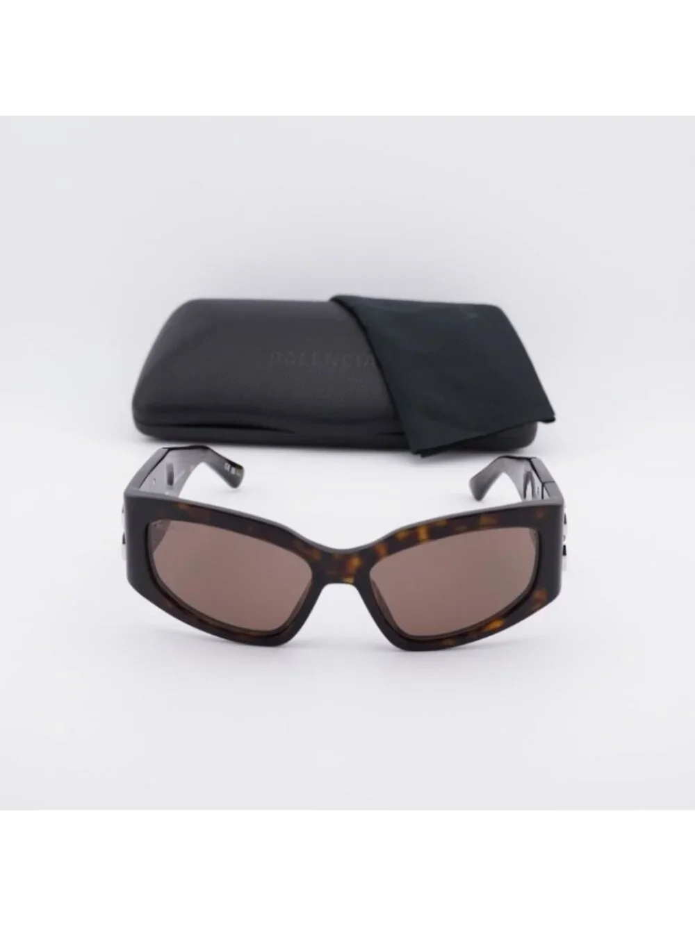 Balenciaga BB0321S 008 Sunglasses Dark Havana Cat Eye Frame, Brown Lenses